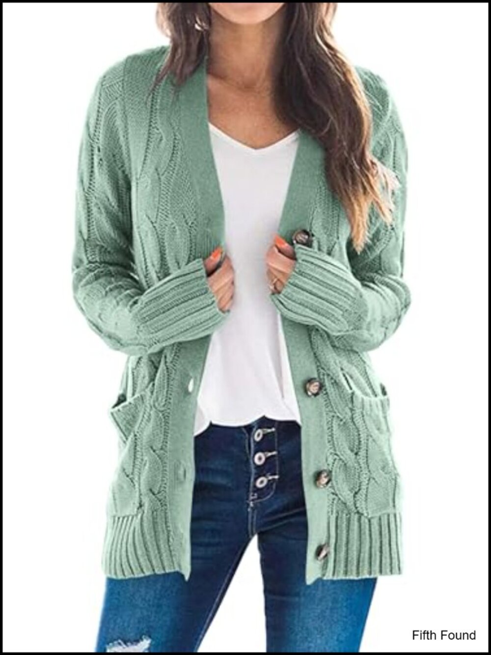 Chunky Cable Knit Button Down Cardigan Sweater Loose Fit Fall Winter